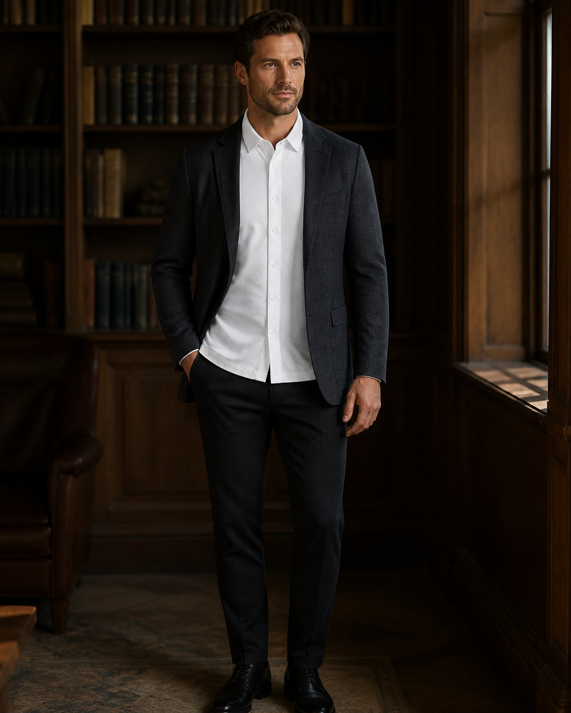 Base Layer Pull Over Dress Shirt - White
