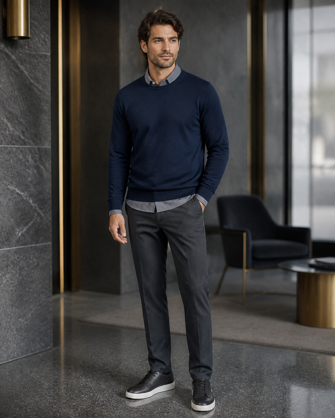 Base Layer Pull Over Dress Shirt - Grey