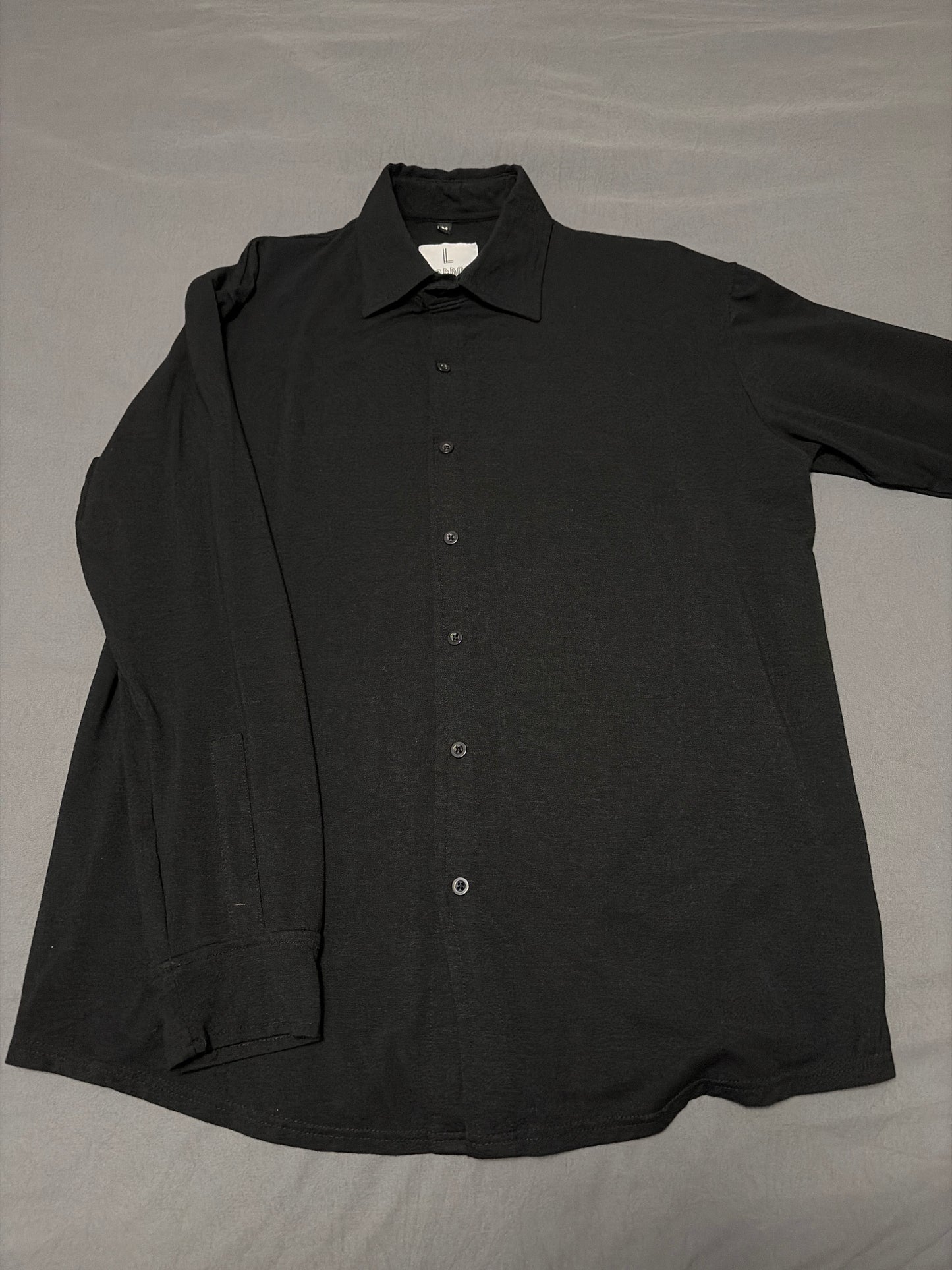 Casual Pull Over Dress Shirt - Black
