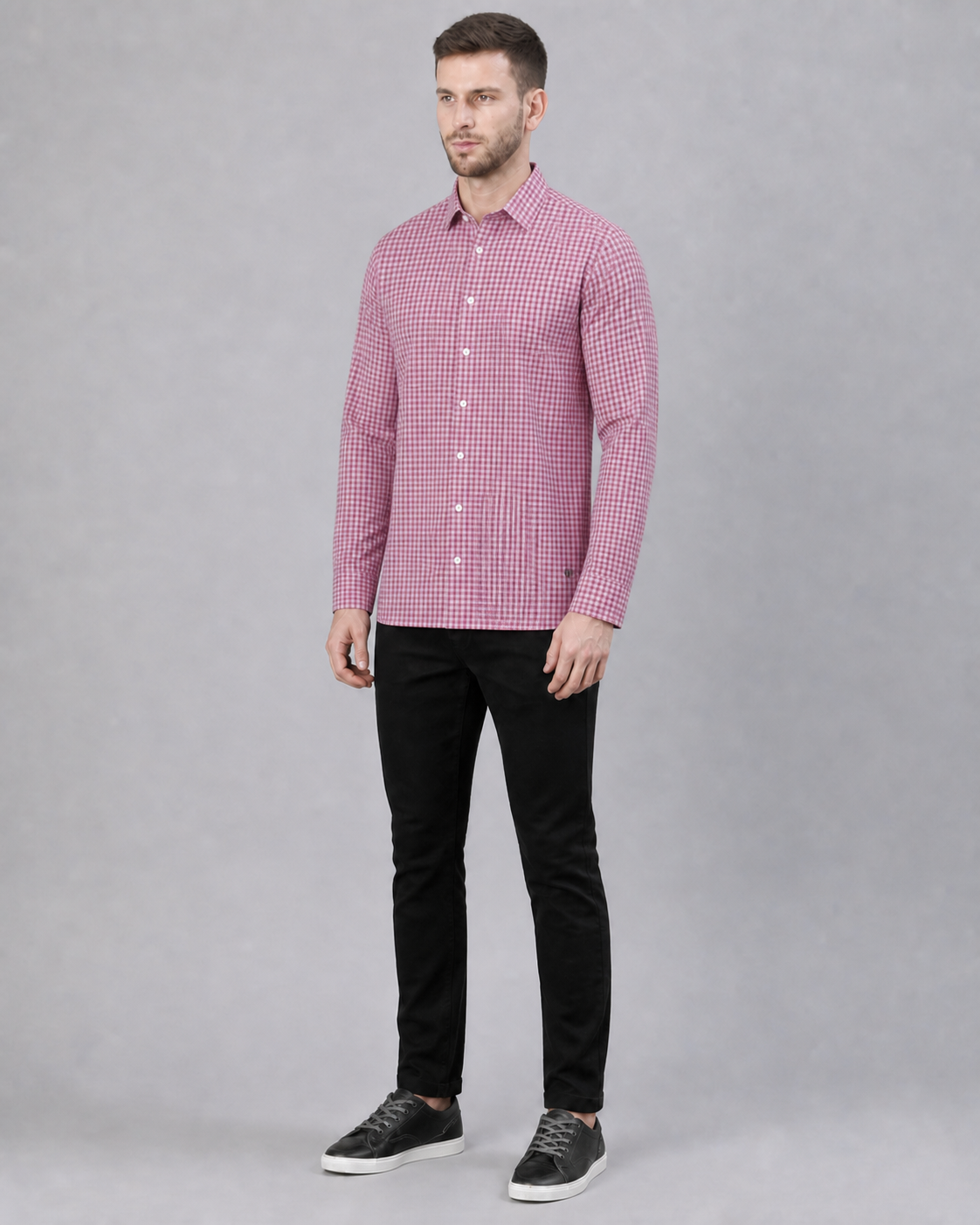 Pink Orchid/Raspberry Checkered Pull Over Dress Shirt