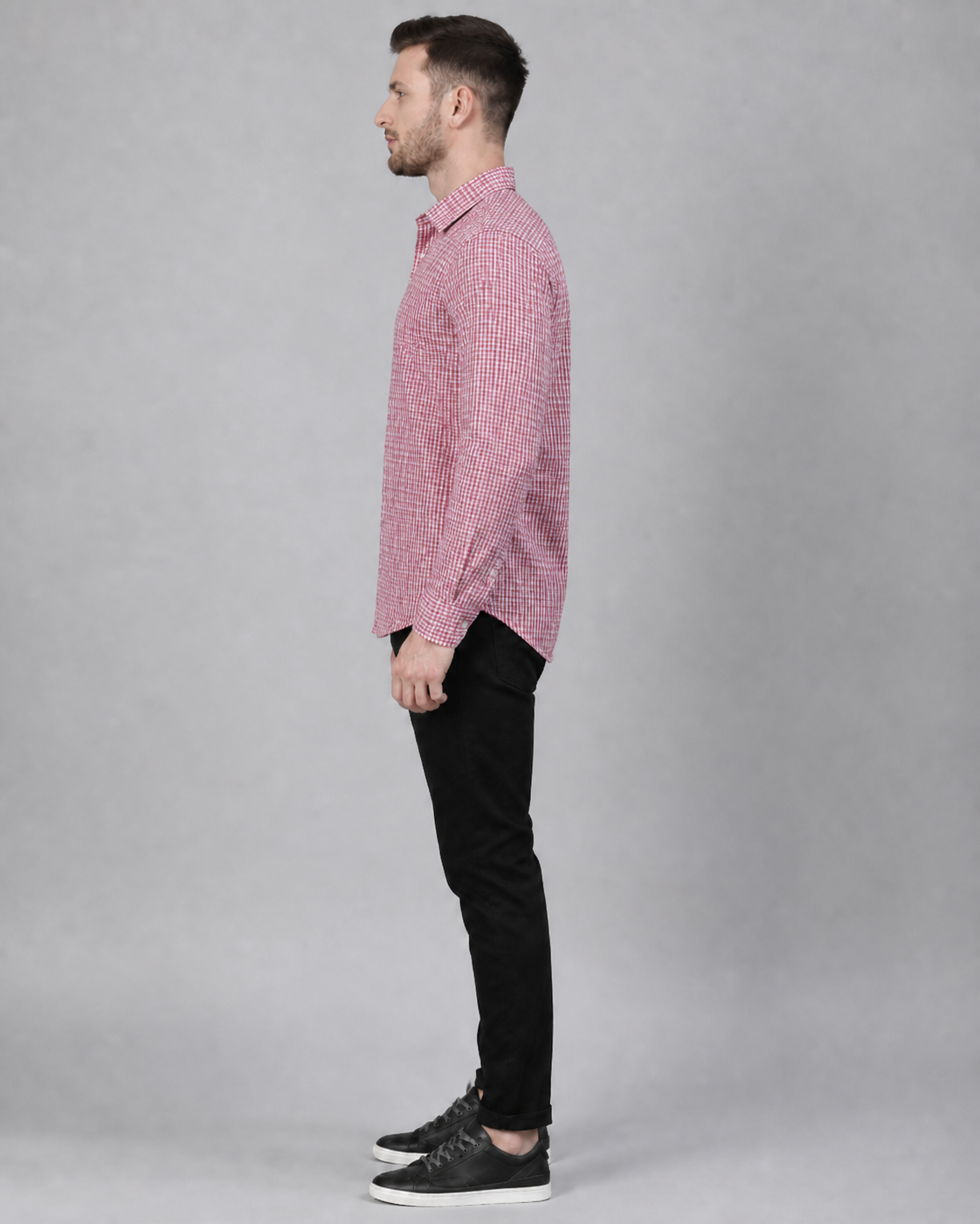 Pink Orchid/Raspberry Checkered Pull Over Dress Shirt