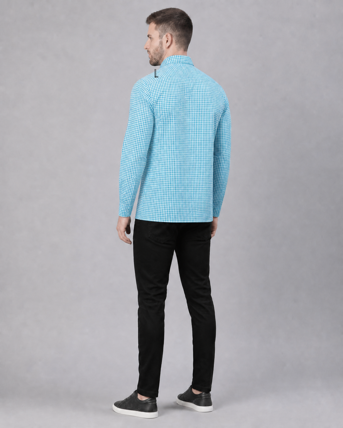 Aqua/Light Aqua Checkered Pull Over Dress Shirt