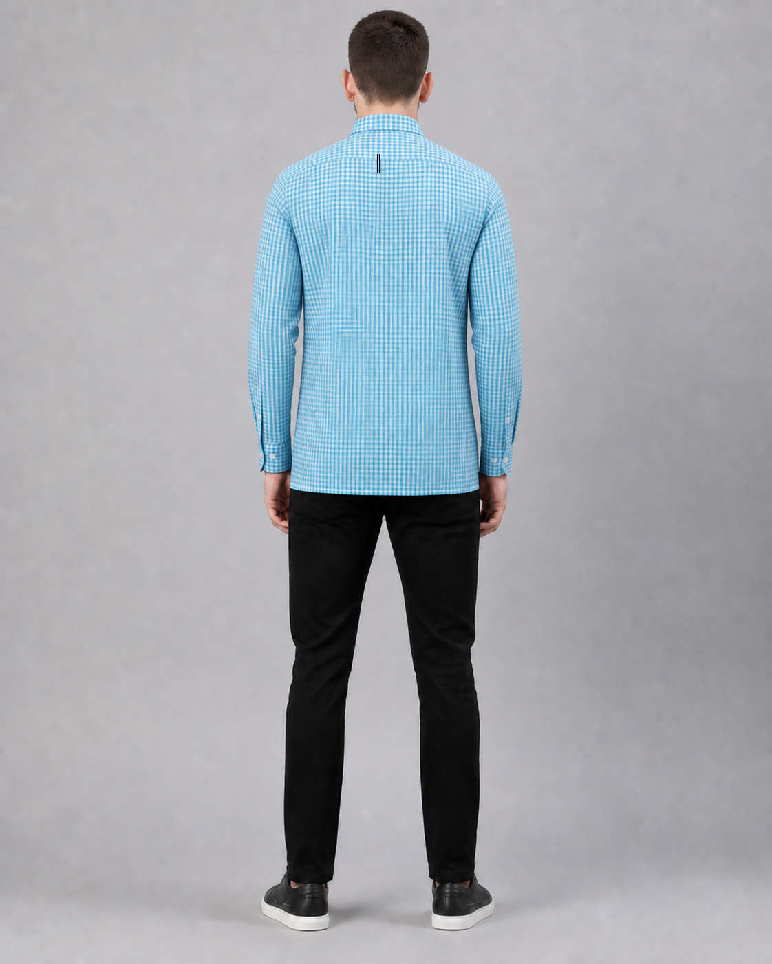 Aqua/Light Aqua Checkered Pull Over Dress Shirt