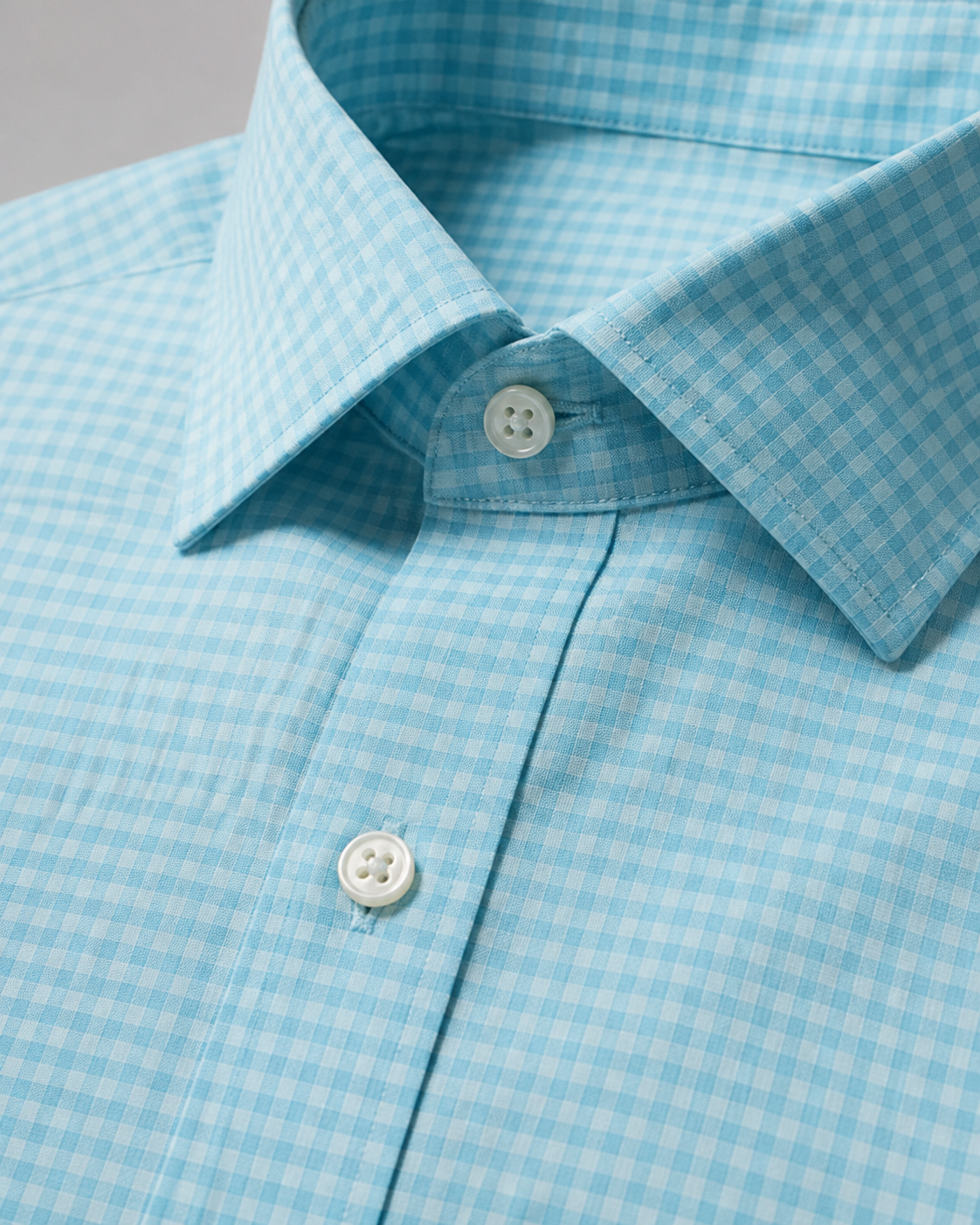 Aqua/Light Aqua Checkered Pull Over Dress Shirt
