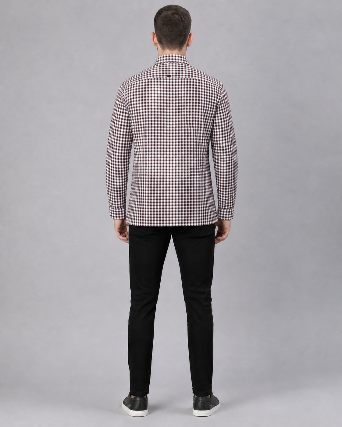 Maroon/White Checkered Pull Over Dress Shirt