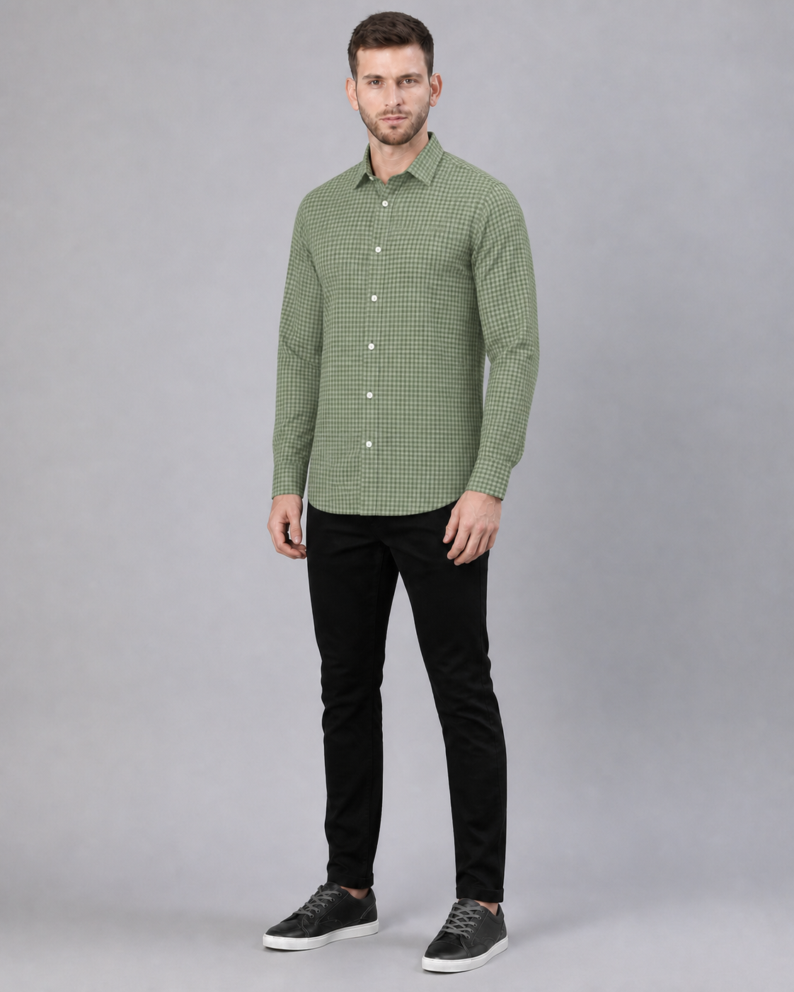 Yellow Green/Aloe Checkered Pull Over Dress Shirt