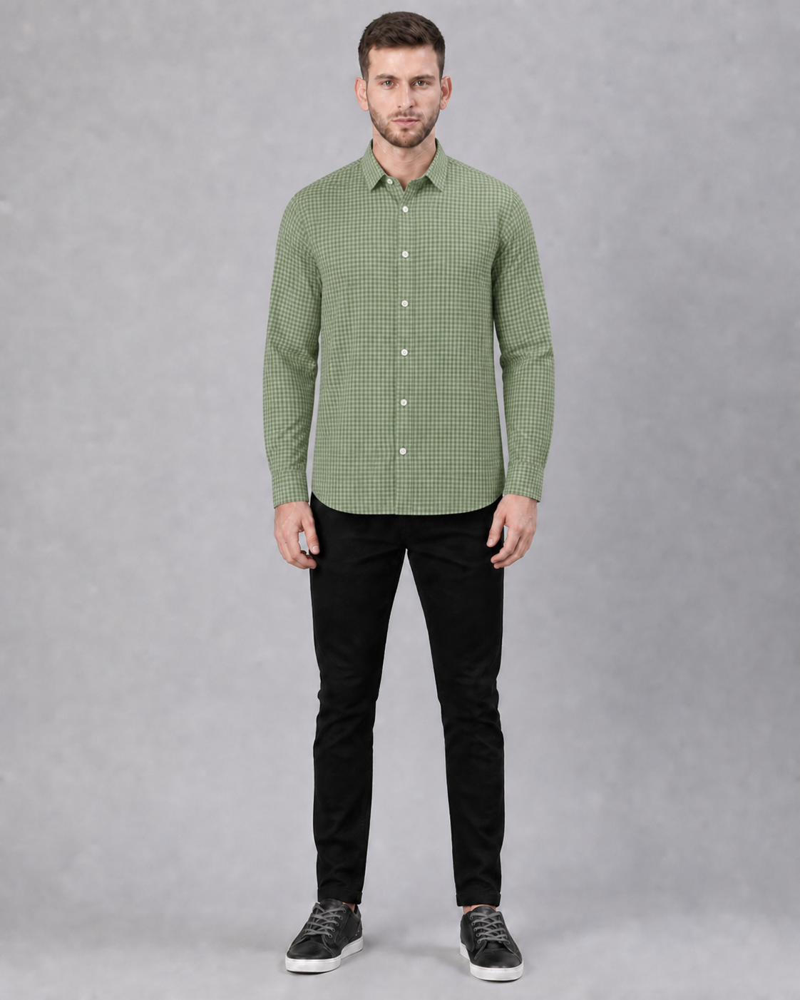 Yellow Green/Aloe Checkered Pull Over Dress Shirt