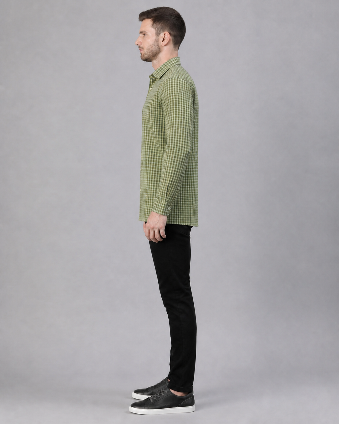 Yellow Green/Aloe Checkered Pull Over Dress Shirt