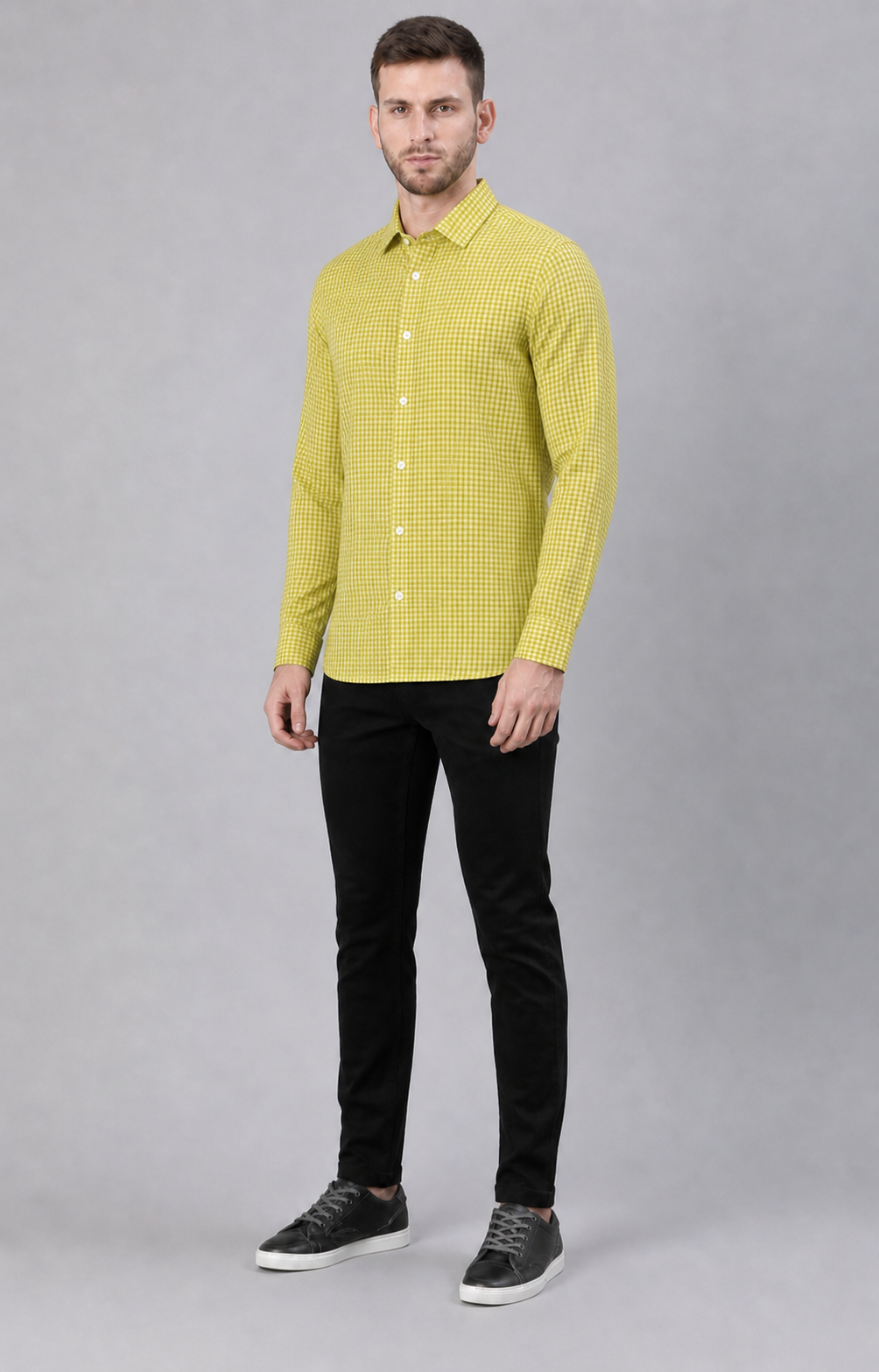 Sunbean/Mimosa Checkered Pull Over Dress Shirt