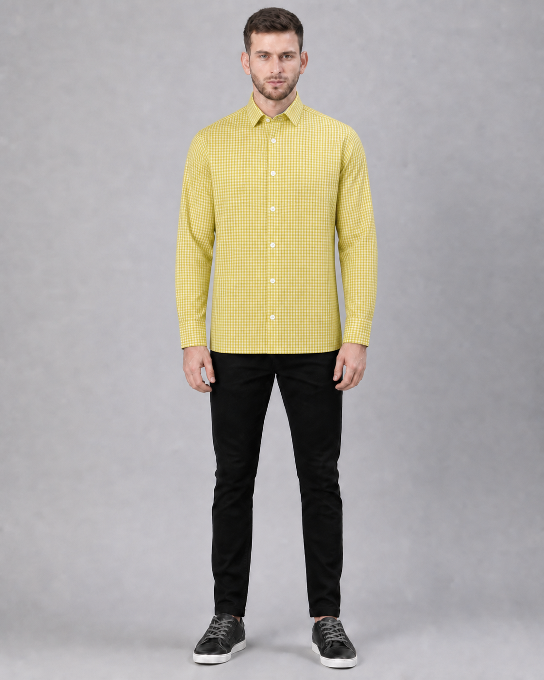 Sunbean/Mimosa Checkered Pull Over Dress Shirt