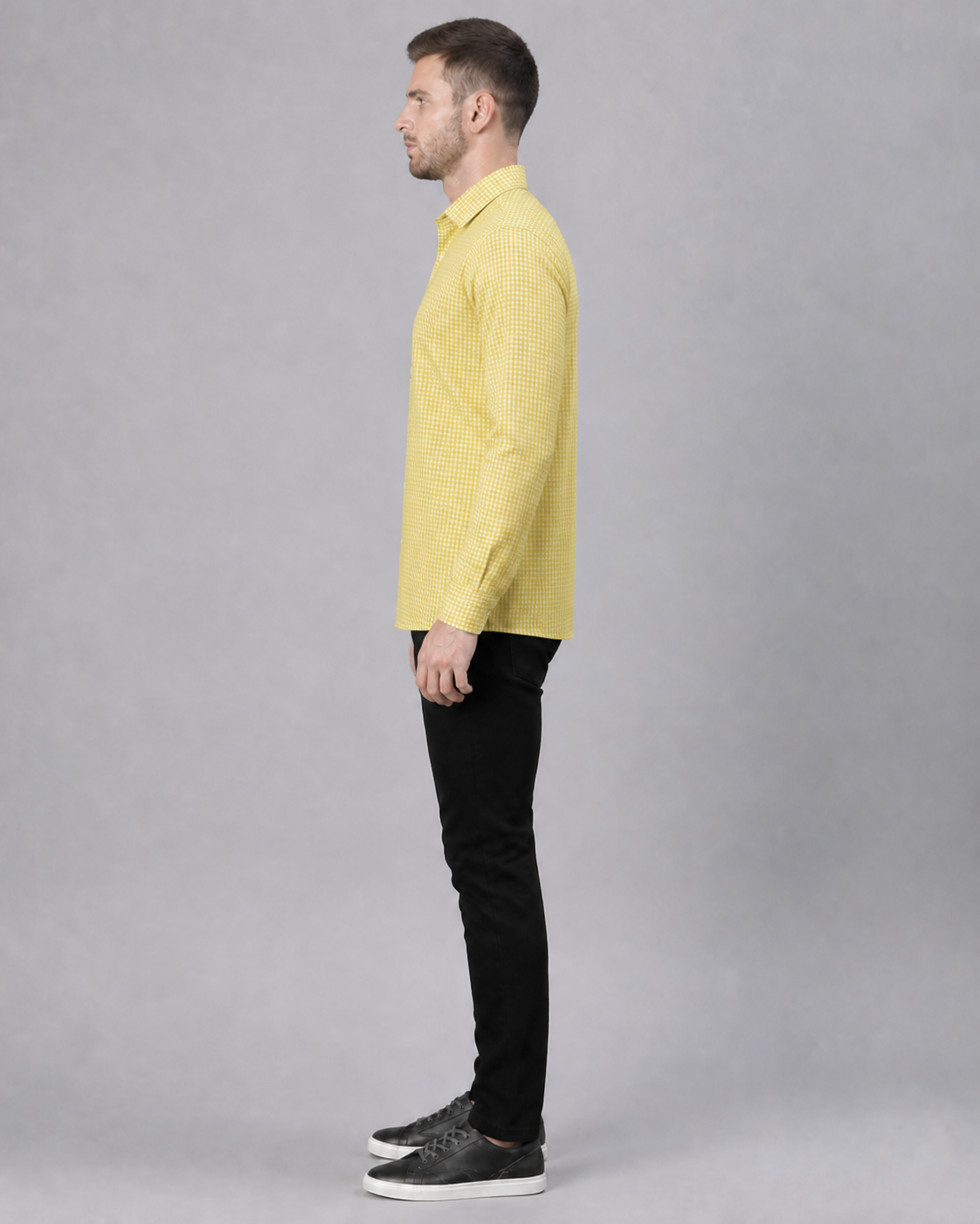 Sunbean/Mimosa Checkered Pull Over Dress Shirt