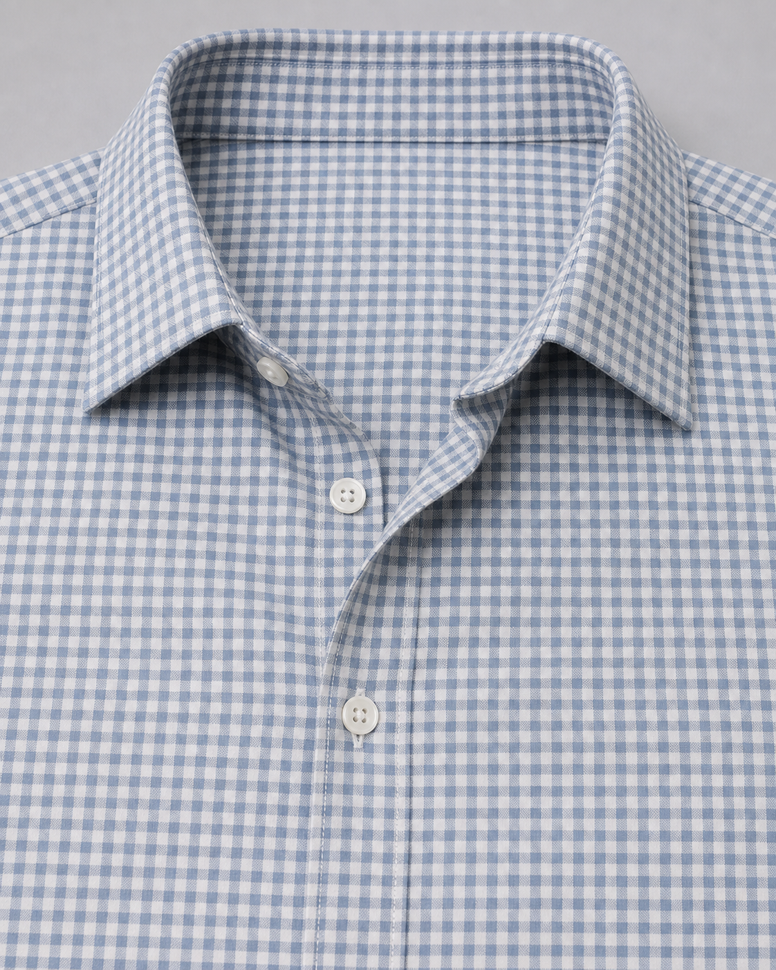 Marine Blue/Light Grey Checkered Pull Over Dress Shirt