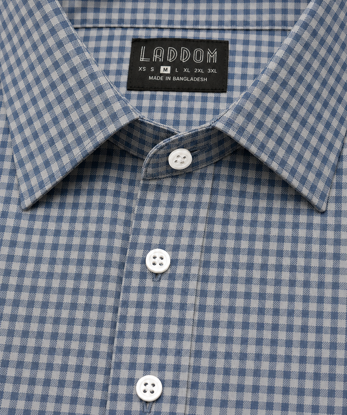 Marine Blue/Light Grey Checkered Pull Over Dress Shirt